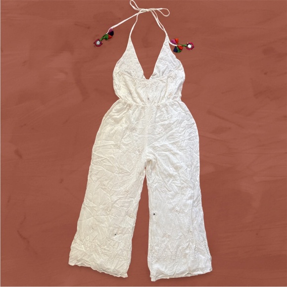 JENS PIRATE BOOTY HALTER EMBROIDERED MIRROR JUMPSUIT - Picture 1 of 6